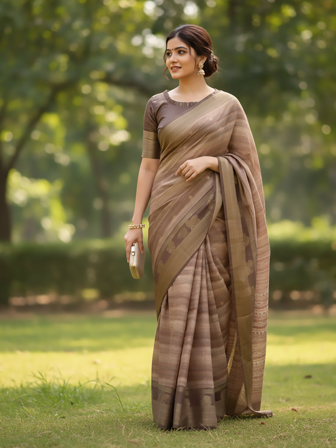 Urban Pallu Floral Sequinned Silk Blend Fusion Saree