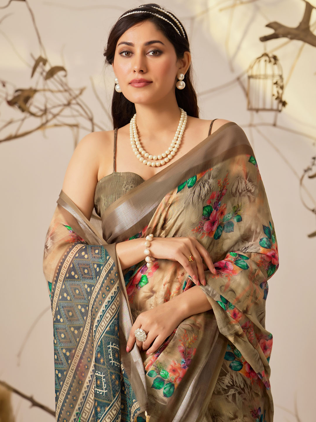Urban Pallu Printed Pure Cotton Work Saree