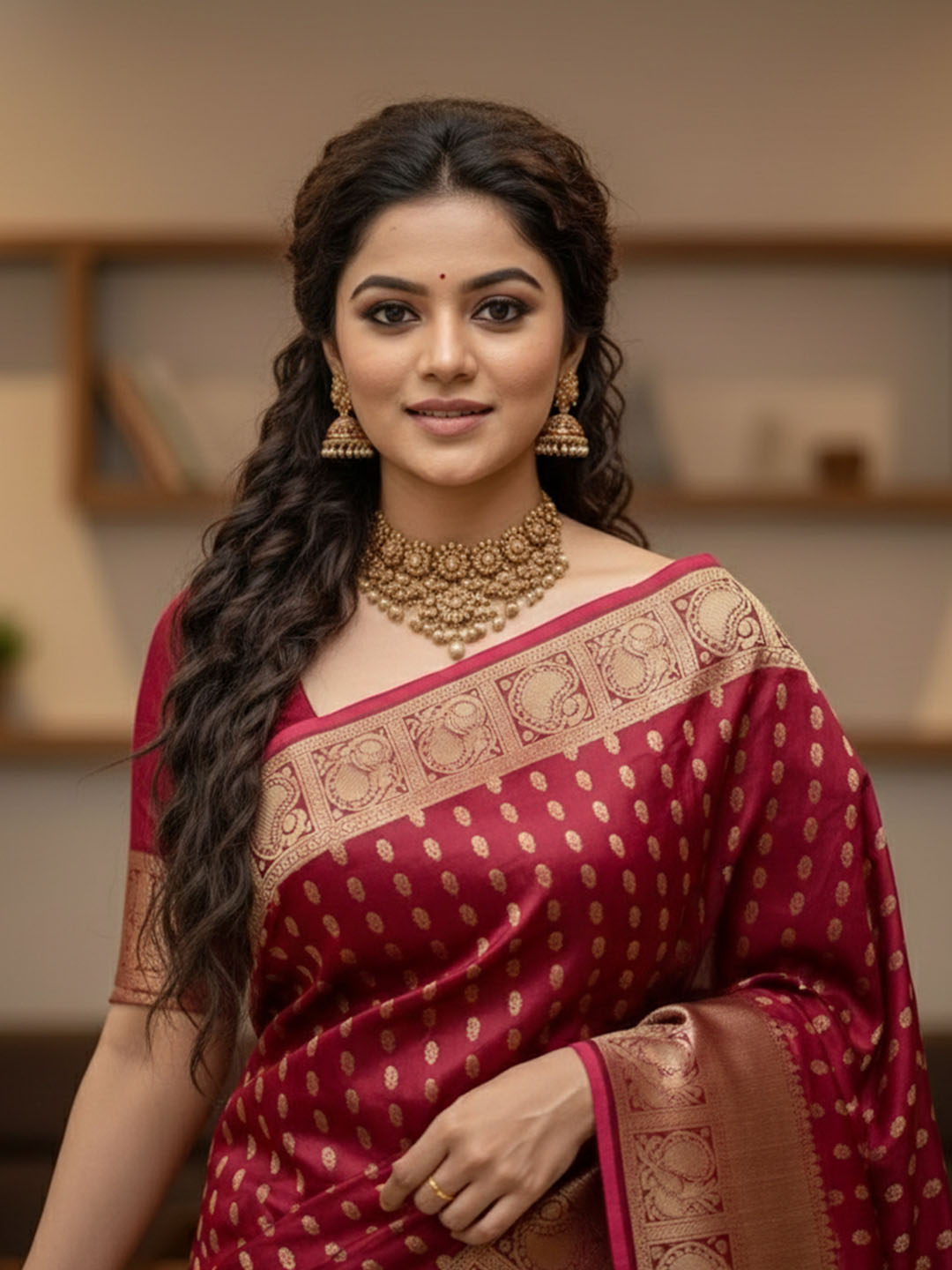 Urban Pallu Woven Design Silk Blend Work Saree