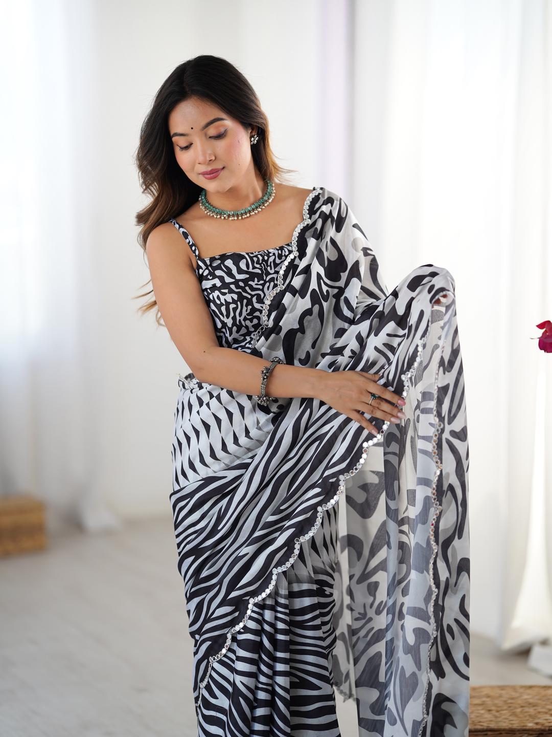 Urban Pallu Sequinned Silk Blend Designer Saree