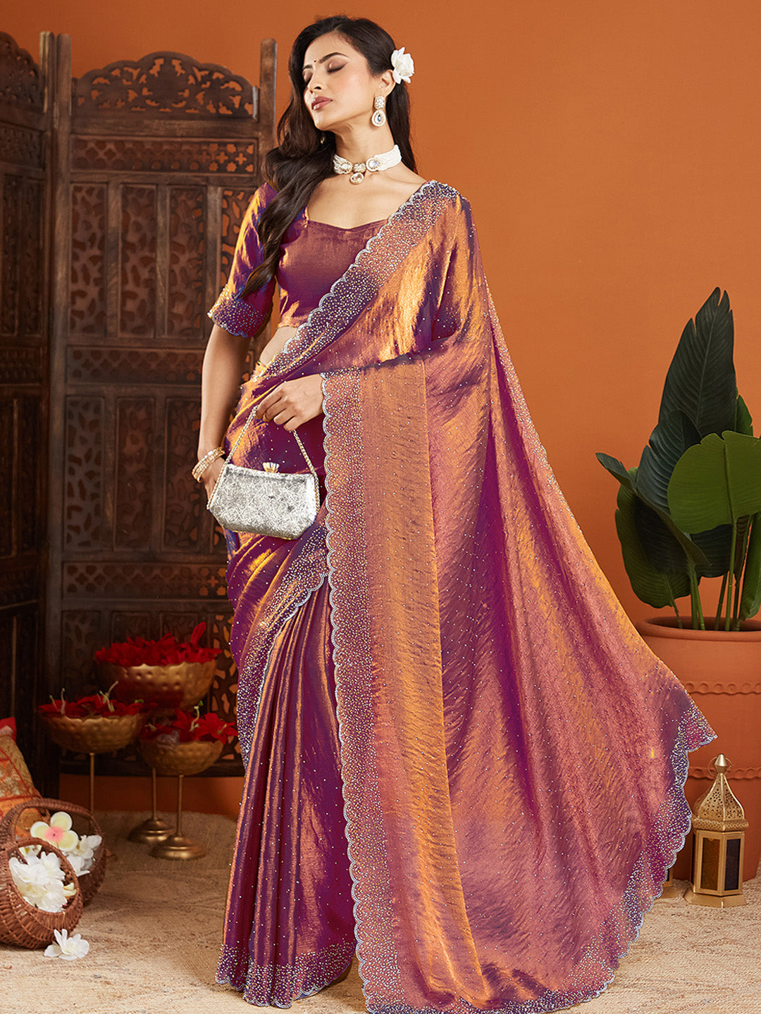 Urban Pallu Embellished Organza Party Saree