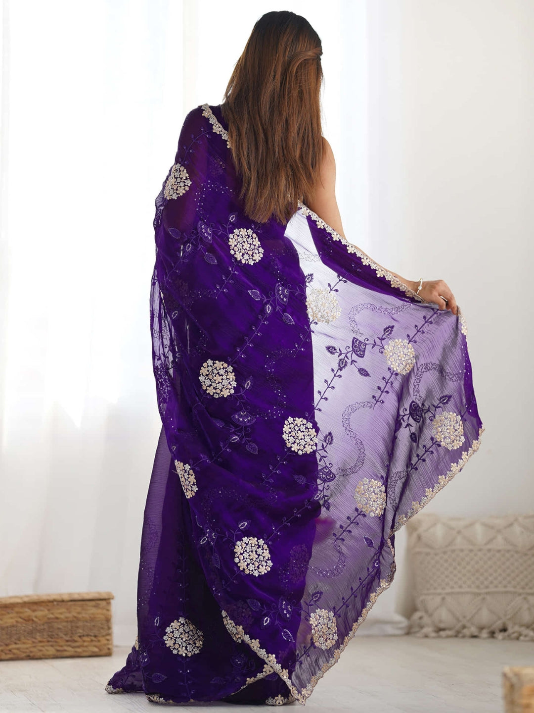 Urban Pallu Embroidered Tissue Festive Saree