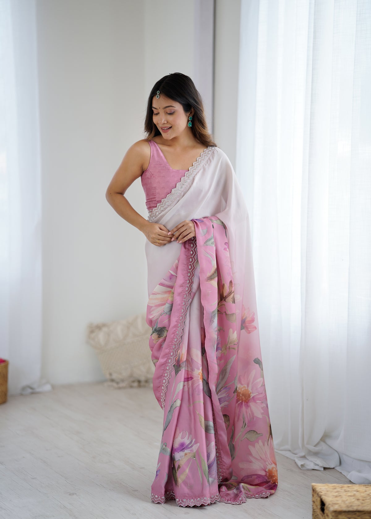 Urban Pallu Printed Silk Blend Daily Saree