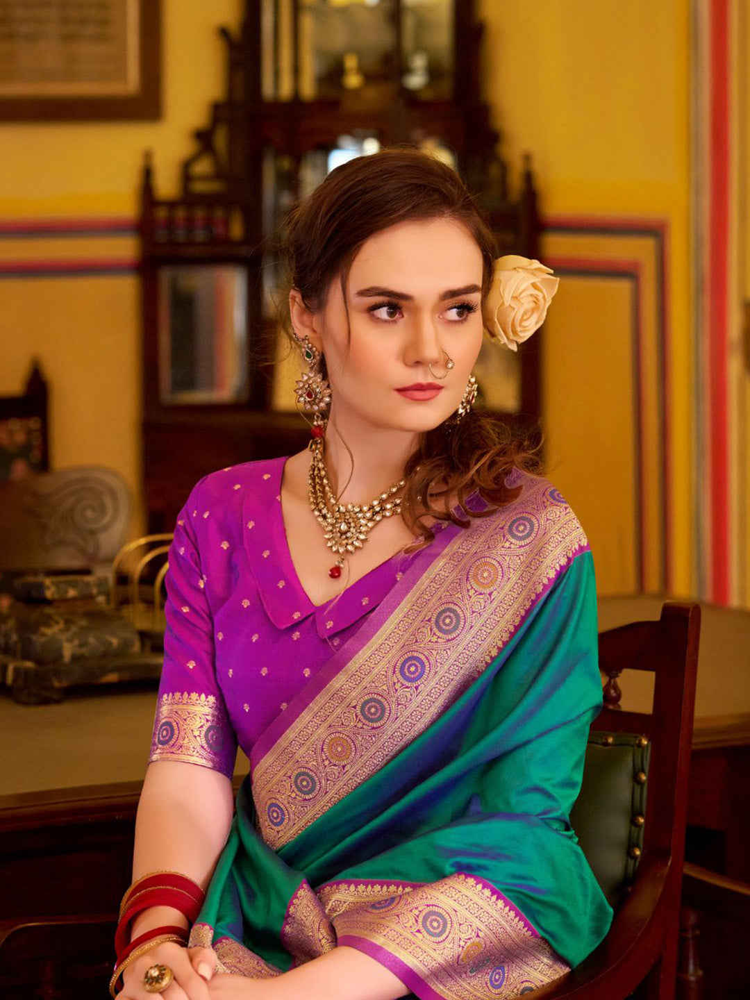 Urban Pallu Woven Design Silk Blend Daily Saree