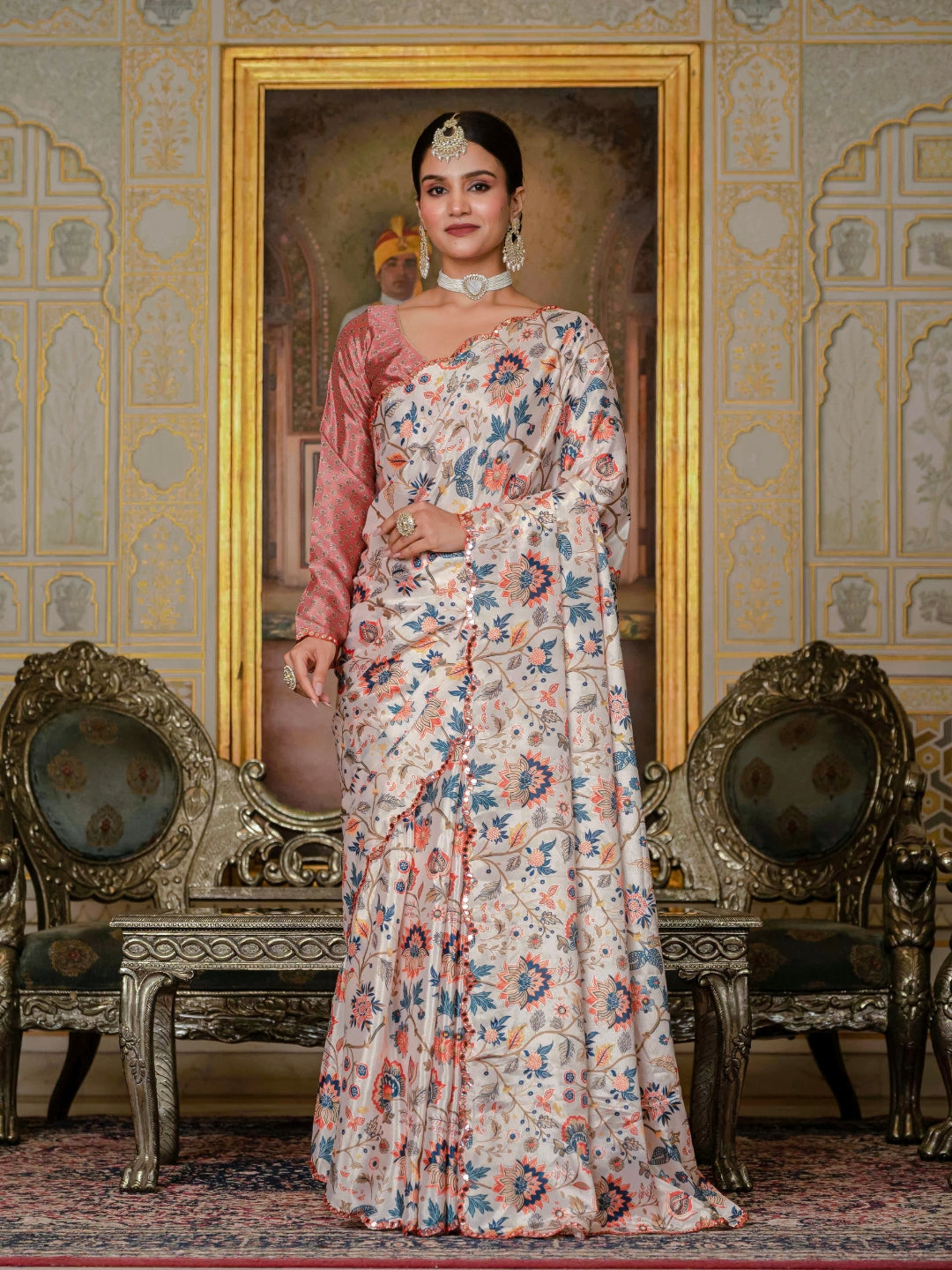 Urban Pallu Woven Design Silk Blend Fusion Saree