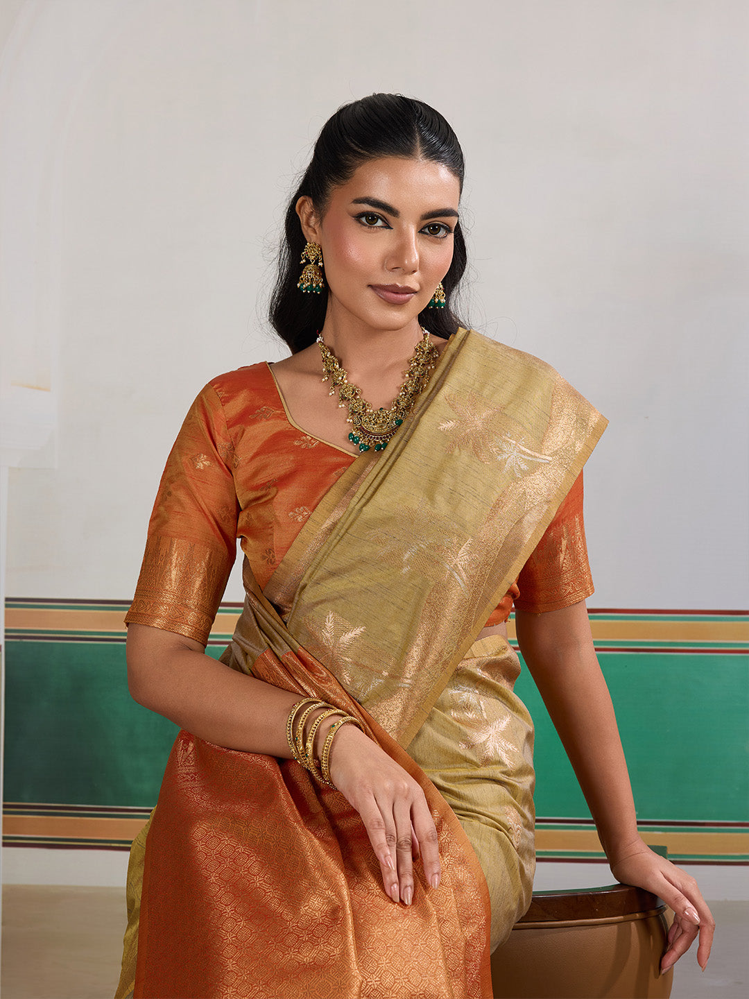 Urban Pallu Printed Silk Cotton Work Saree