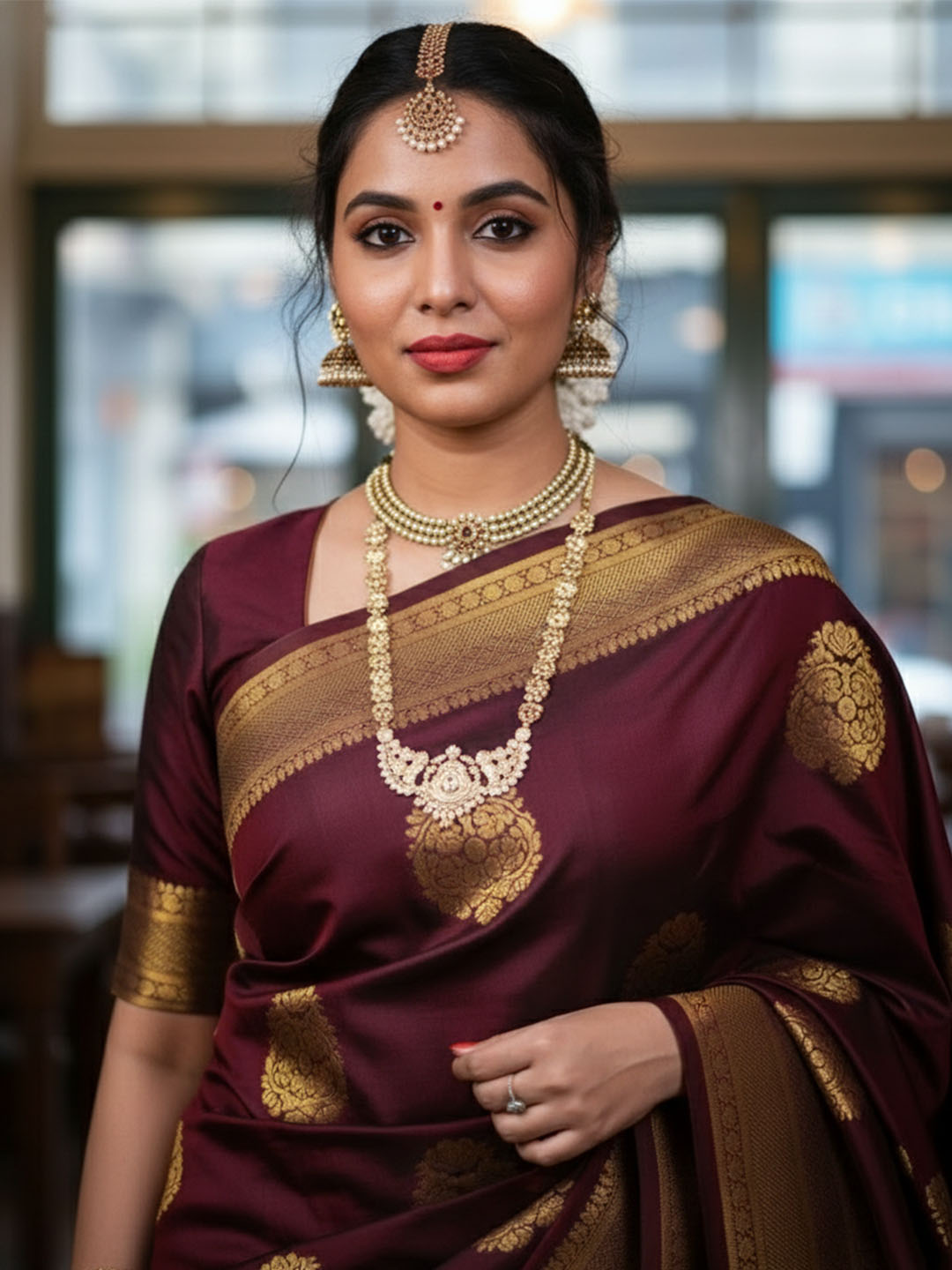 Urban Pallu Woven Design Silk Blend Work Saree