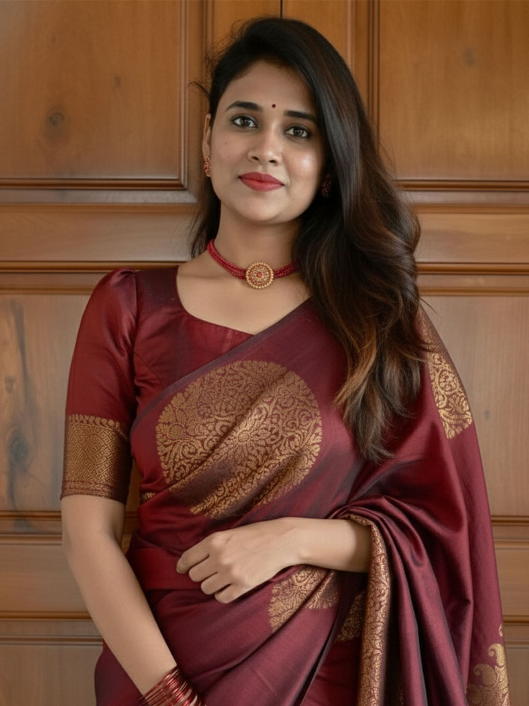 Urban Pallu Woven Design Silk Blend Work Saree