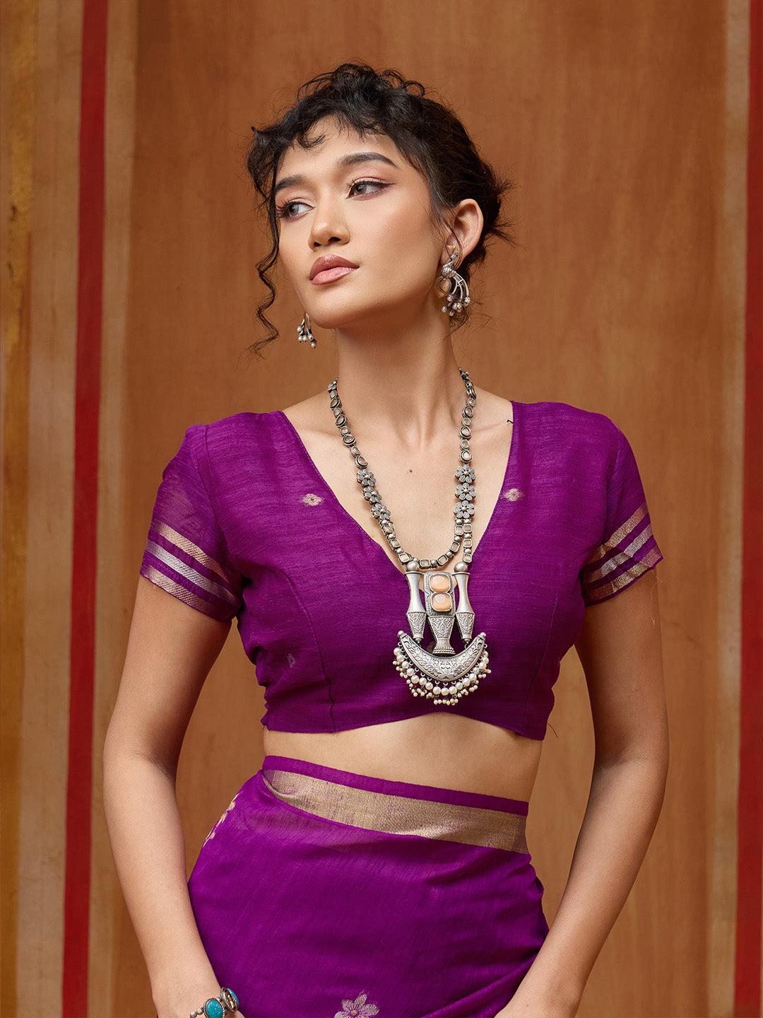 Urban Pallu Striped Silk Cotton Work Saree