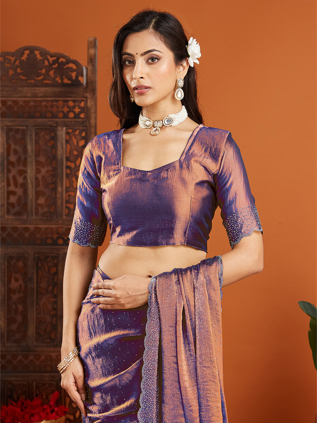 Urban Pallu Embellished Organza Party Saree