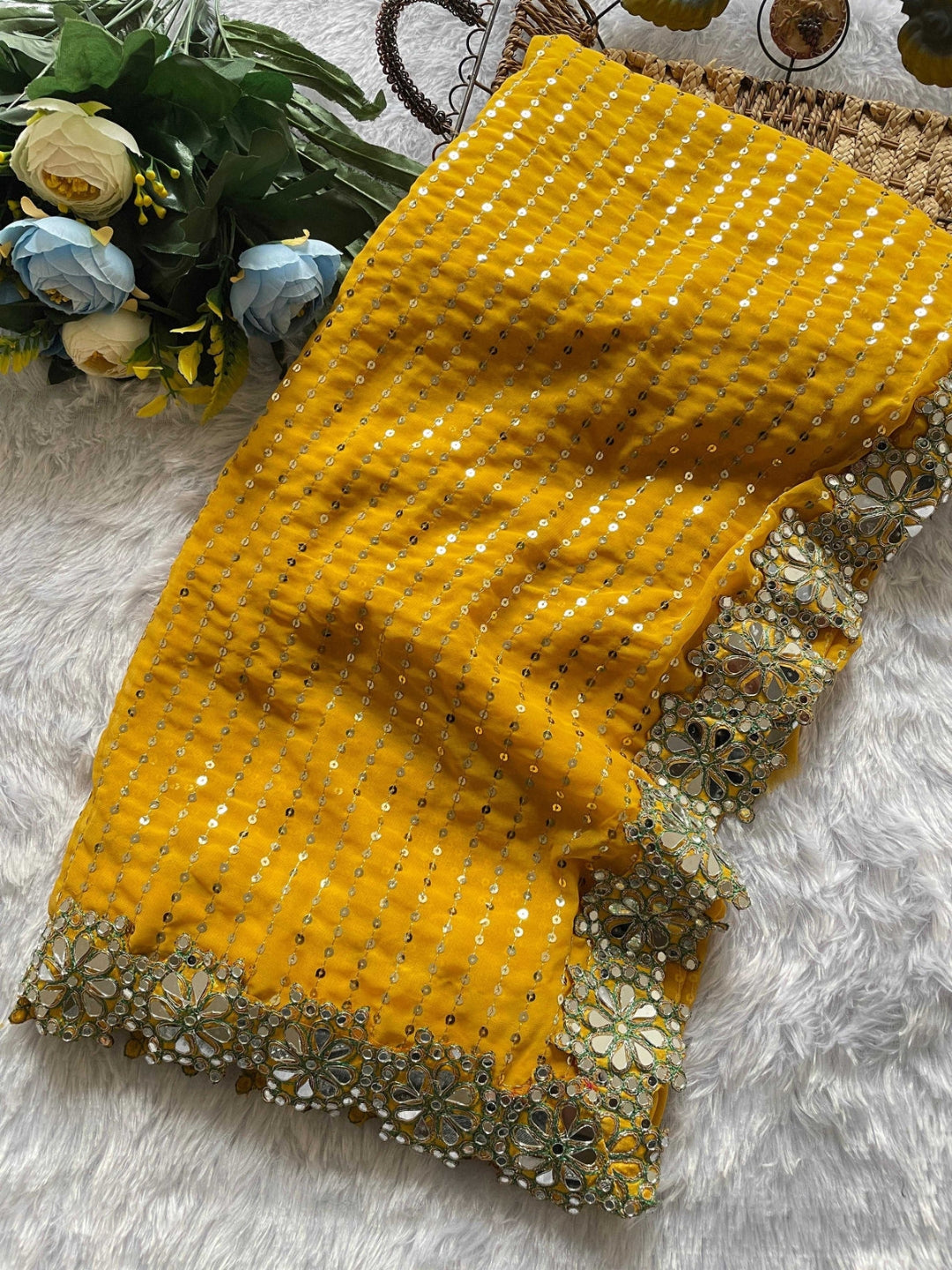 Urban Pallu Embroidered Silk Blend Festive Saree