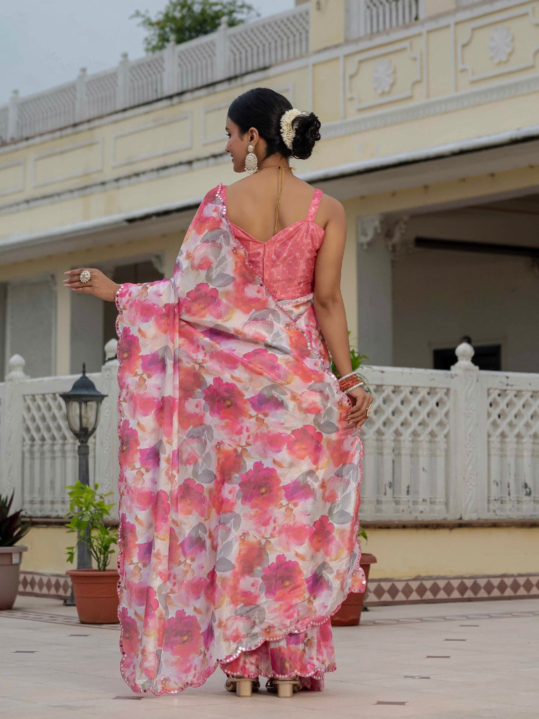 Urban Pallu Woven Design Silk Blend Fusion Saree
