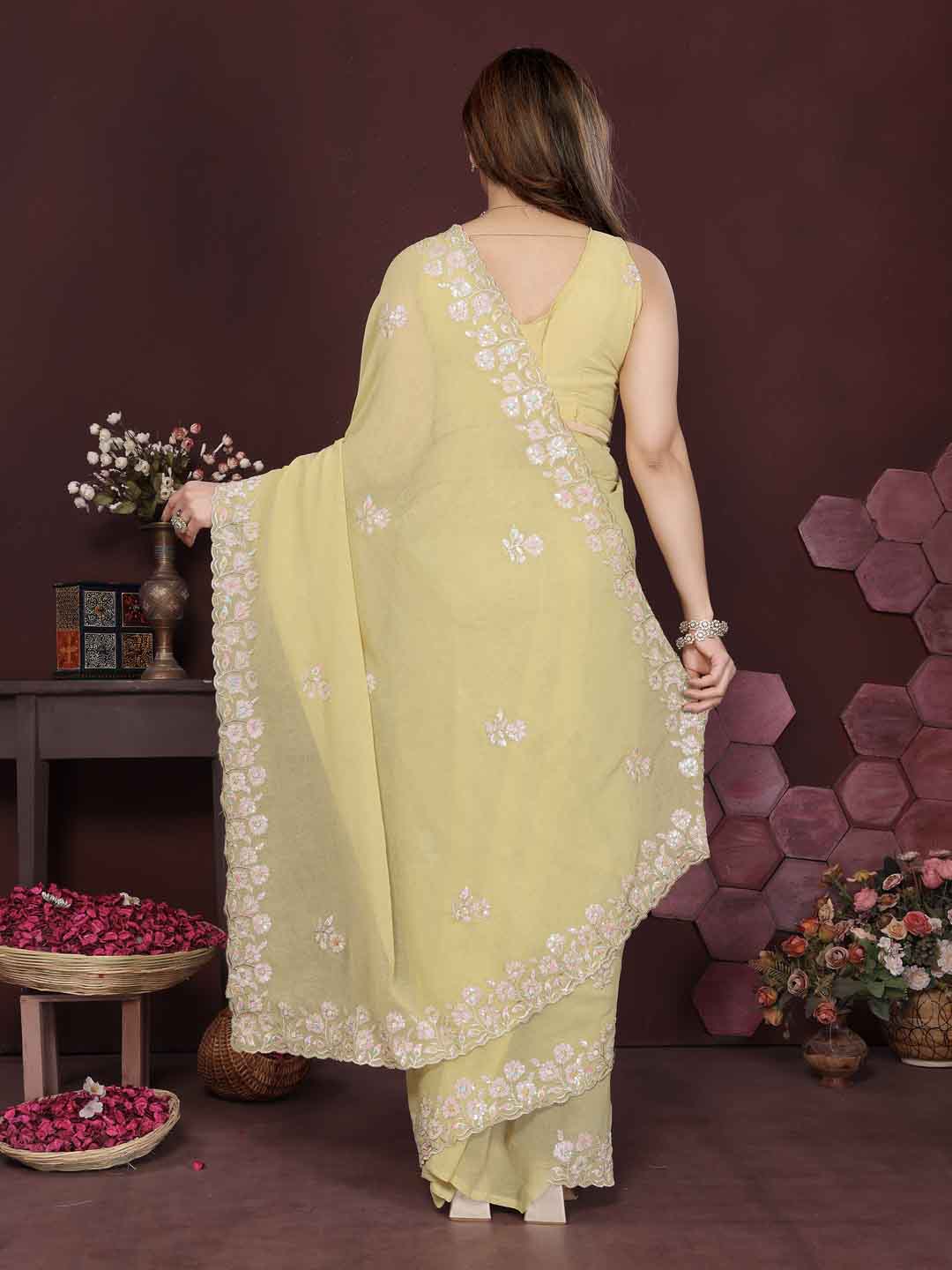 Urban Pallu Embroidered Poly Georgette Daily Saree