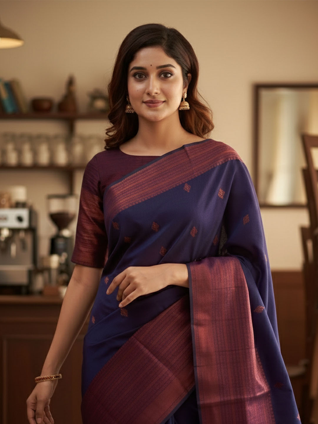 Urban Pallu Woven Design Silk Blend Work Saree
