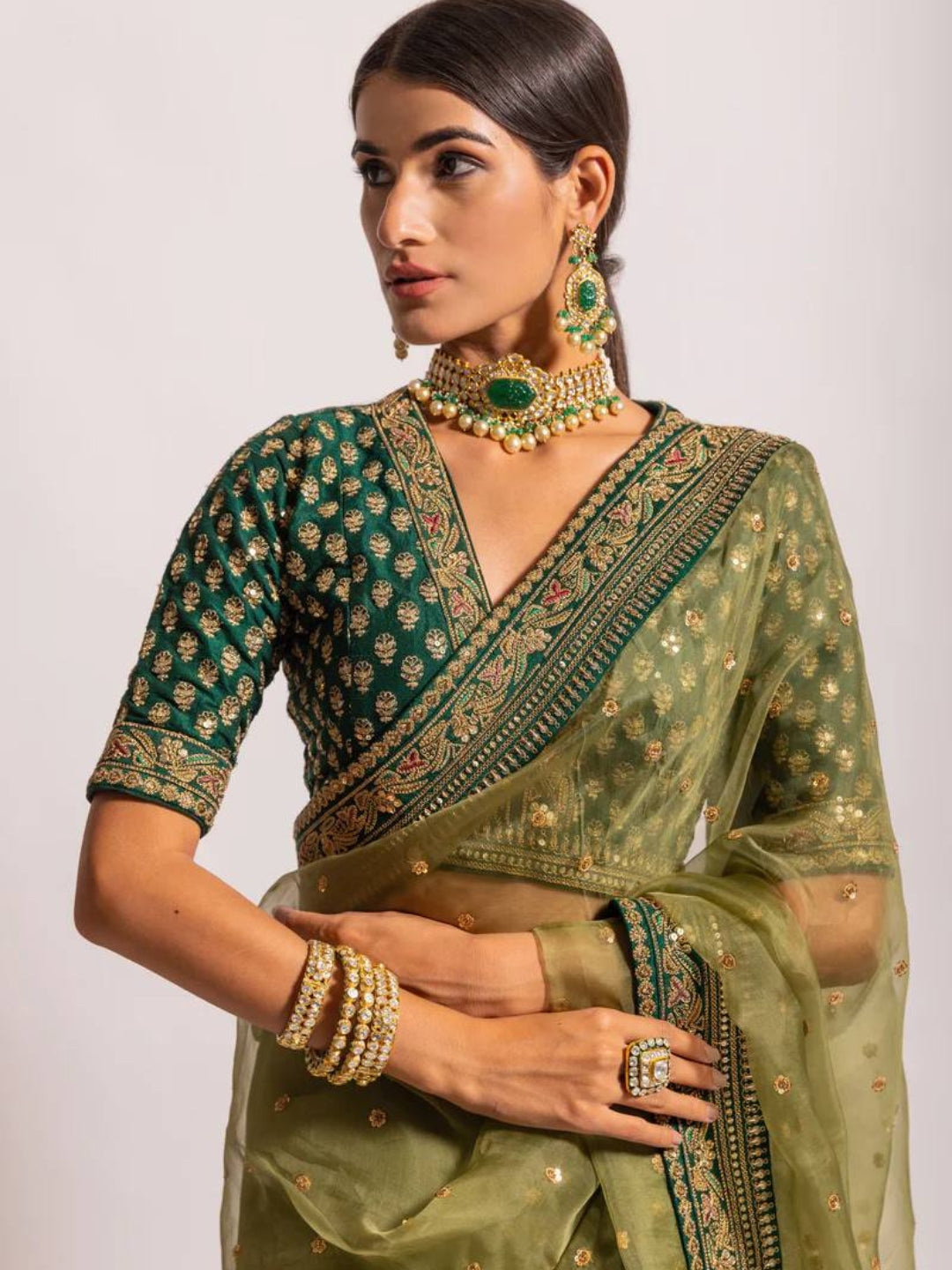Urban Pallu Embroidered Net Festive Saree