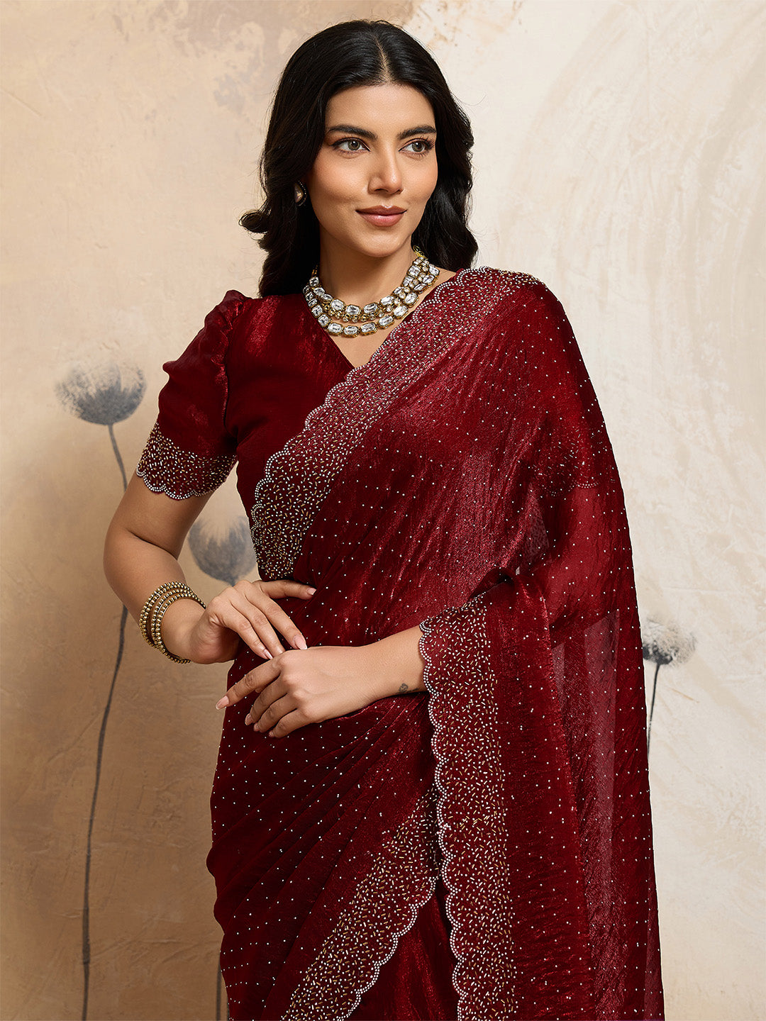 Urban Pallu Embellished Organza Party Saree