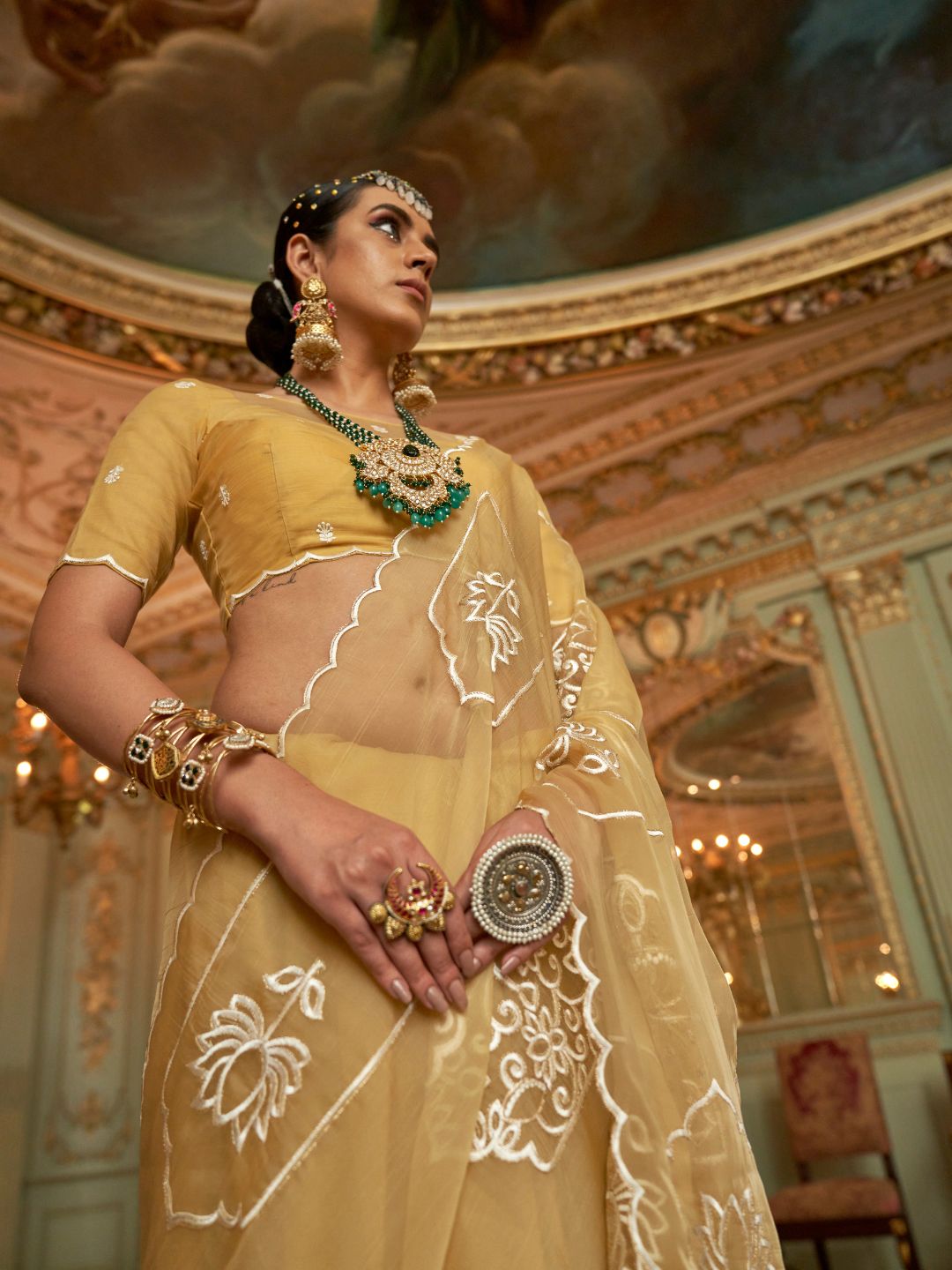 Urban Pallu Solid Poly Chiffon Daily Saree