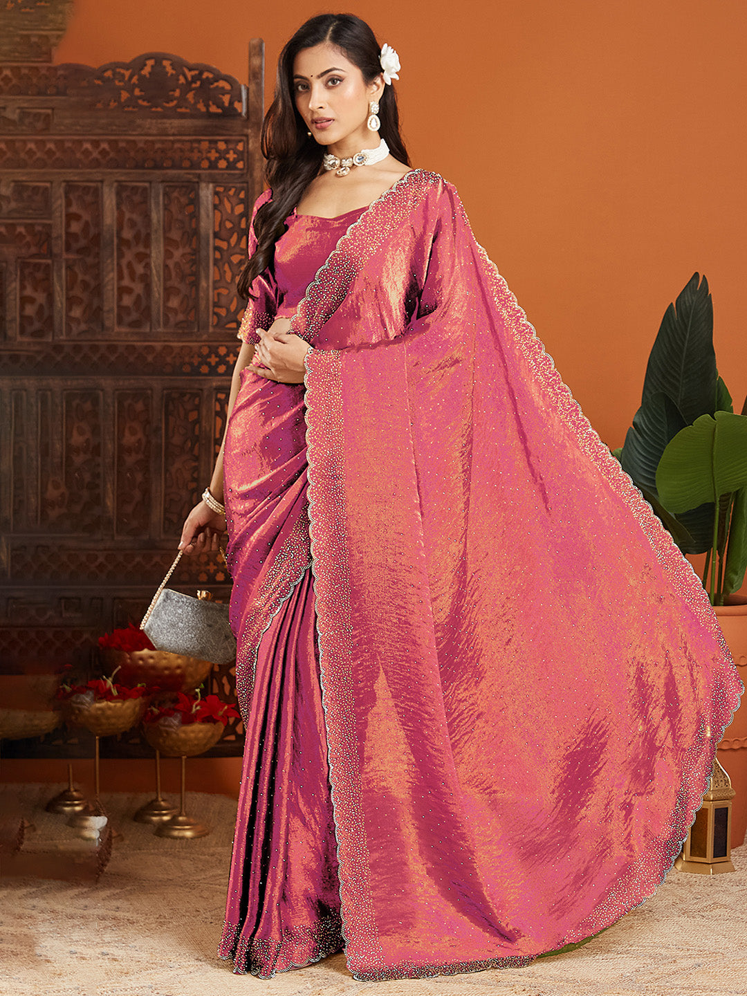 Urban Pallu Embellished Organza Party Saree
