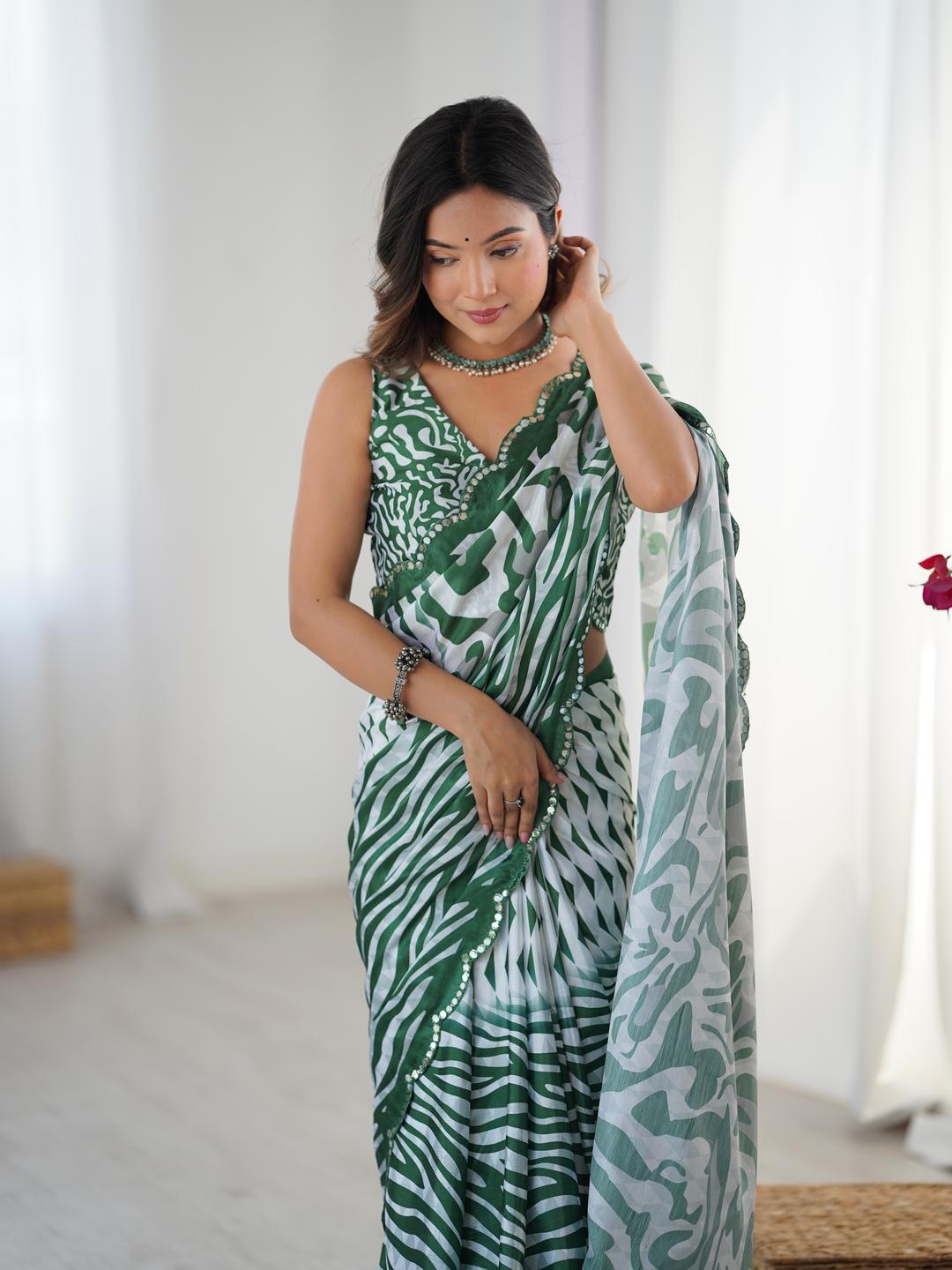 Urban Pallu Sequinned Silk Blend Designer Saree