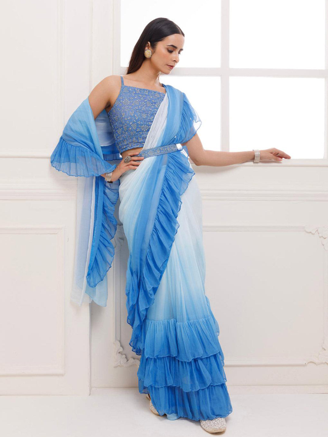 Urban Pallu Ombre Poly Georgette Saree