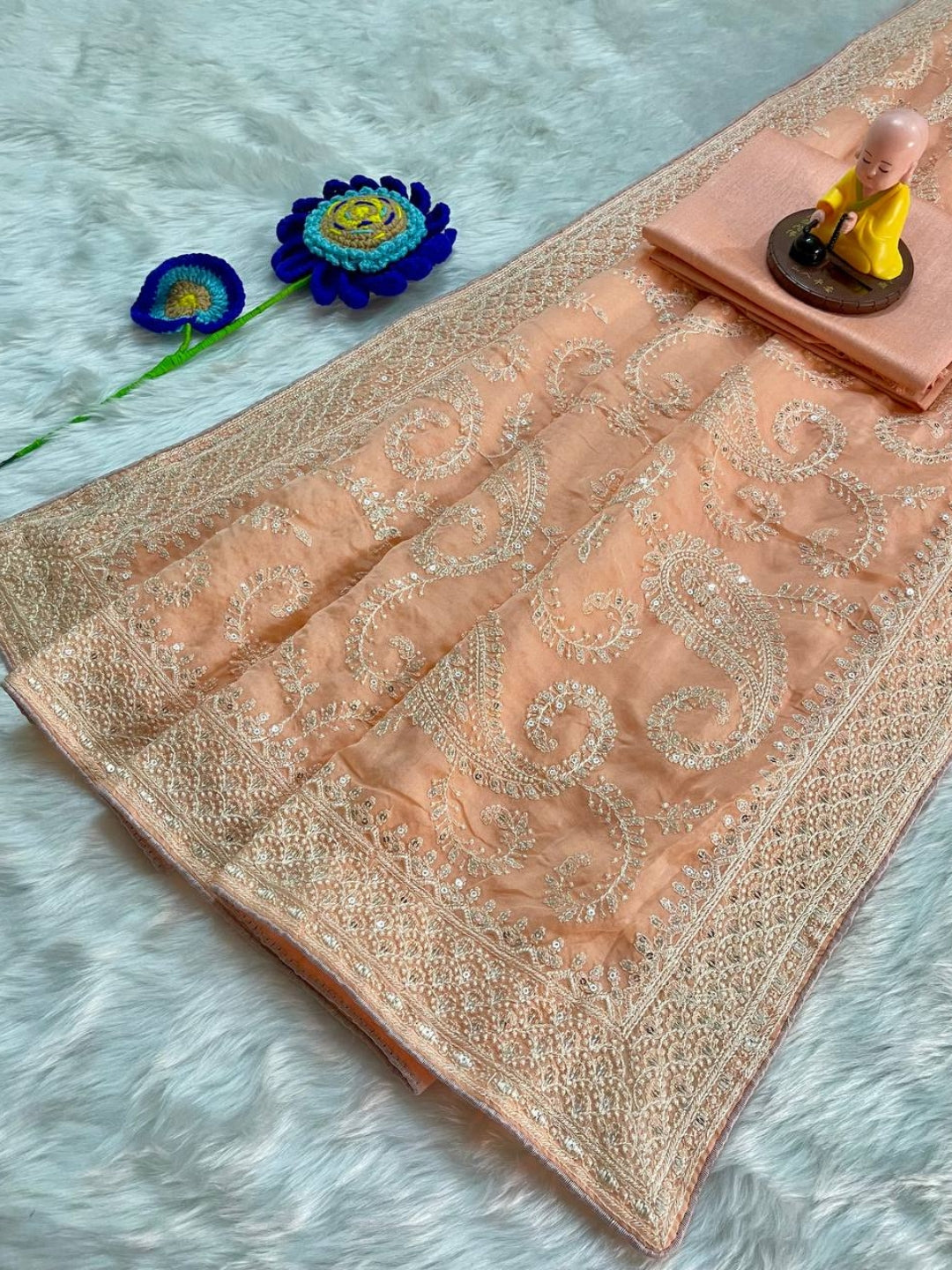 Urban Pallu Embroidered Silk Blend Festive Saree