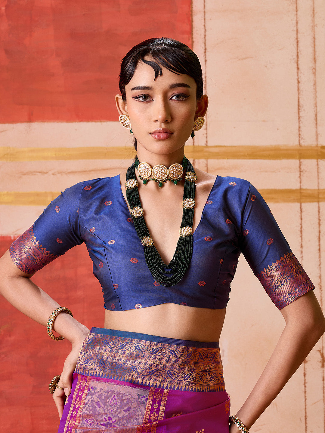 Urban Pallu Striped Silk Cotton Work Saree