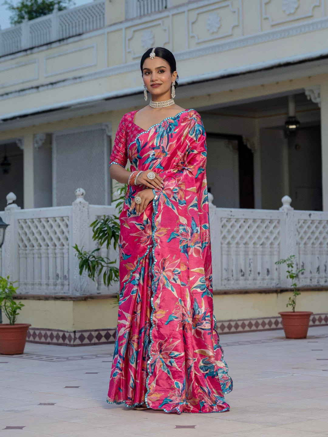 Urban Pallu Woven Design Silk Blend Fusion Saree