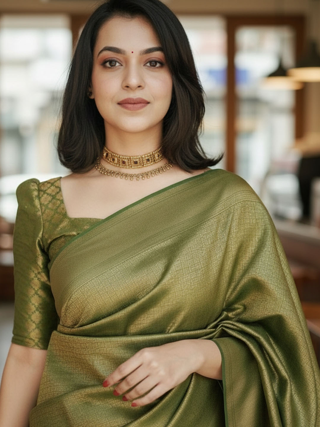 Urban Pallu Woven Design Silk Blend Work Saree