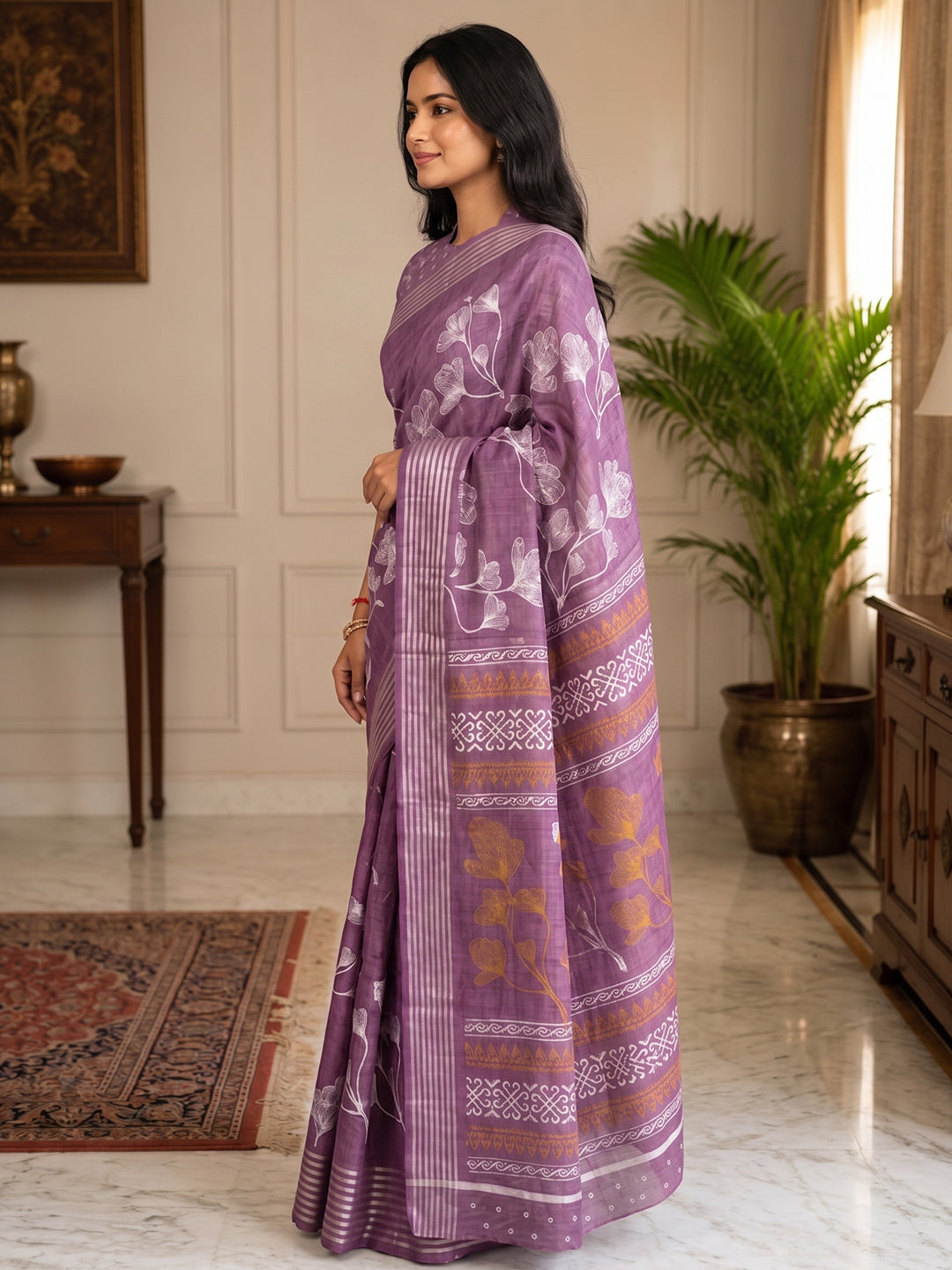 Urban Pallu Printed Silk Blend Festive Saree