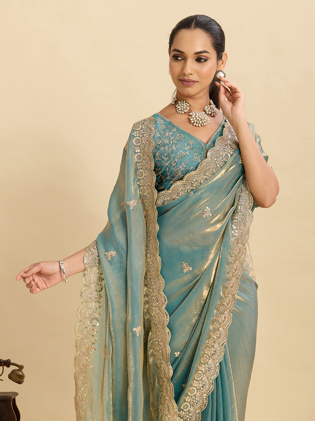 Urban Pallu Embellished Art Silk Festive Saree