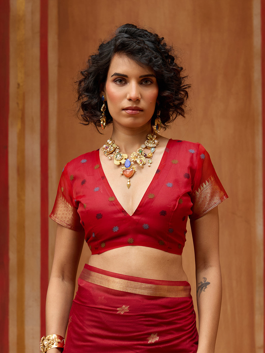 Urban Pallu Printed Satin Party Saree