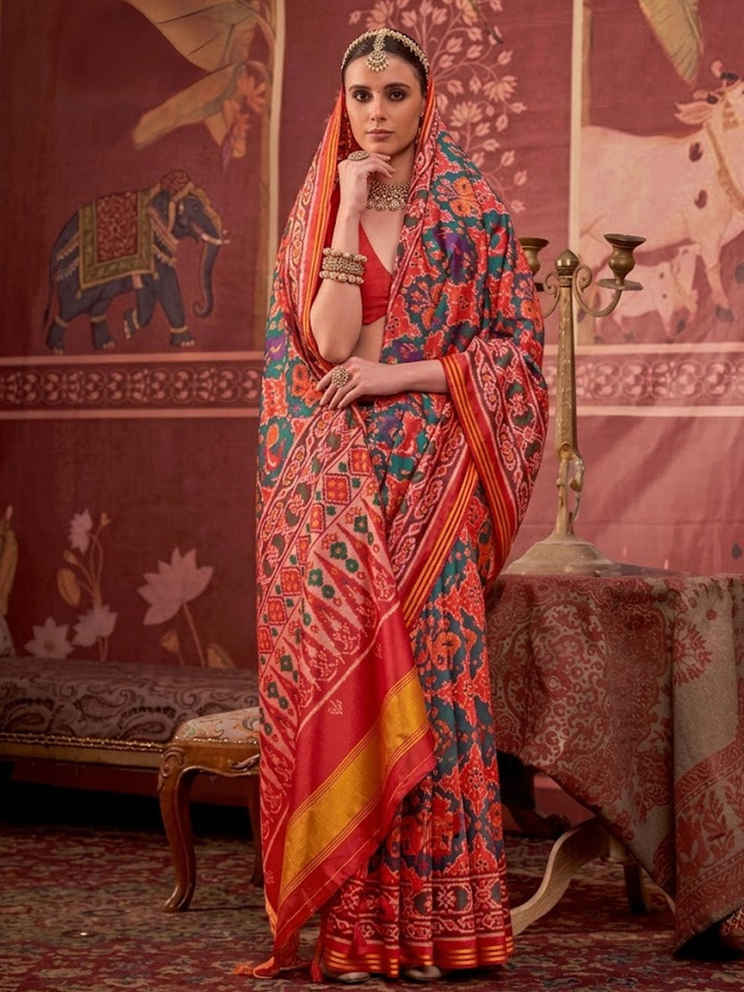 Urban Pallu Printed Satin Work Saree