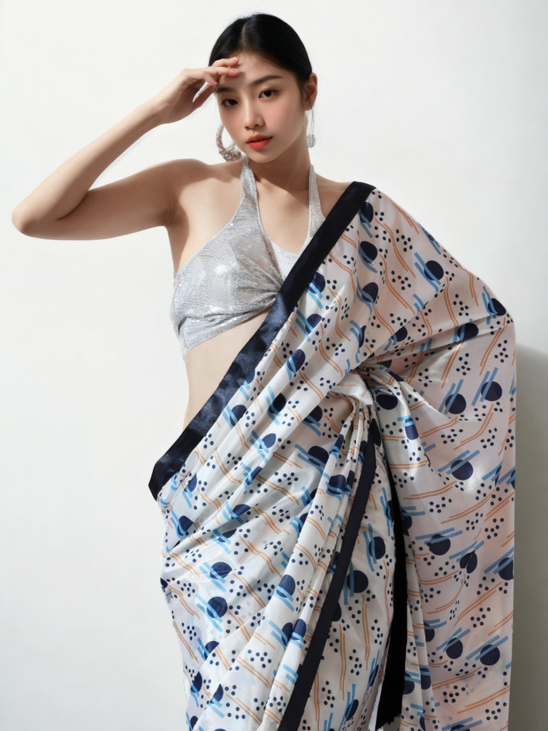 Urban Pallu Woven Design Silk Blend Fusion Saree