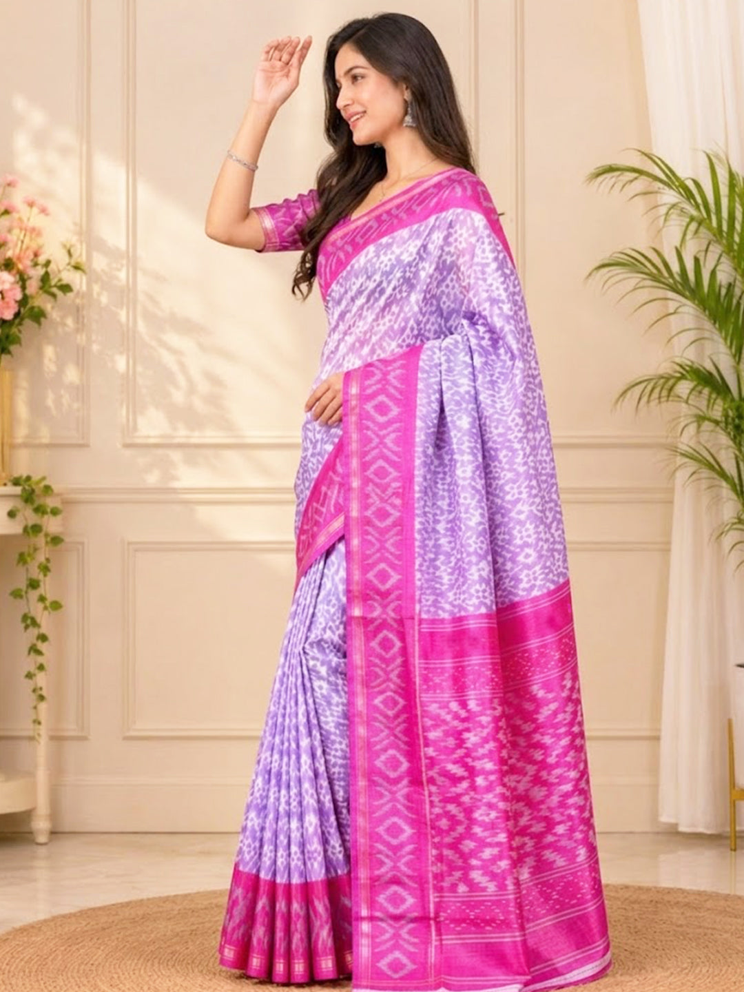Urban Pallu Printed Silk Blend Festive Saree