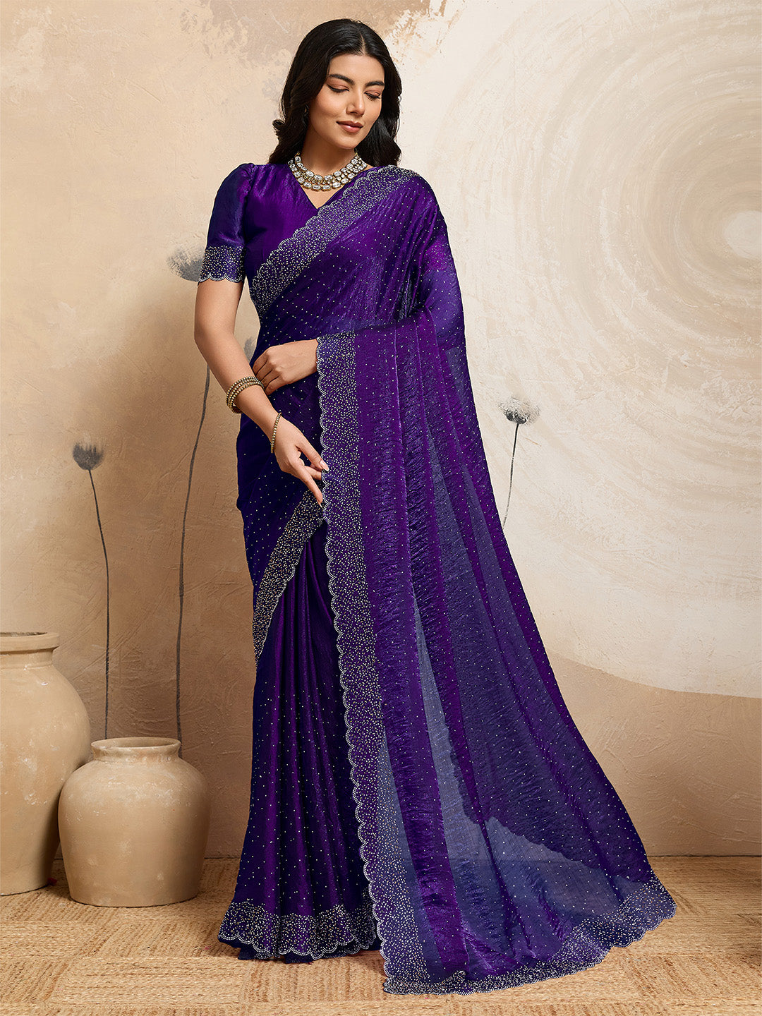 Urban Pallu Embellished Organza Party Saree