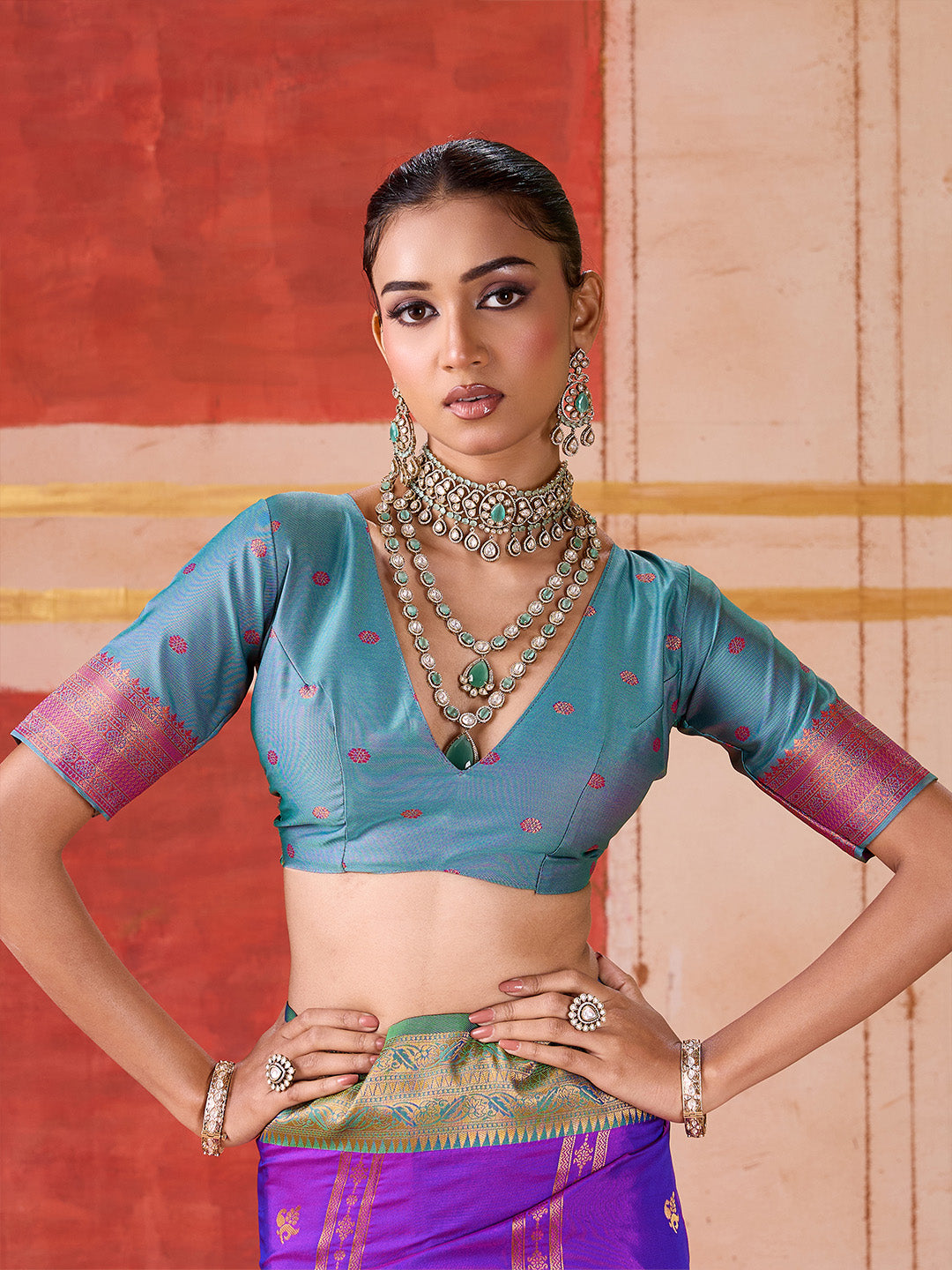 Urban Pallu Striped Silk Cotton Work Saree