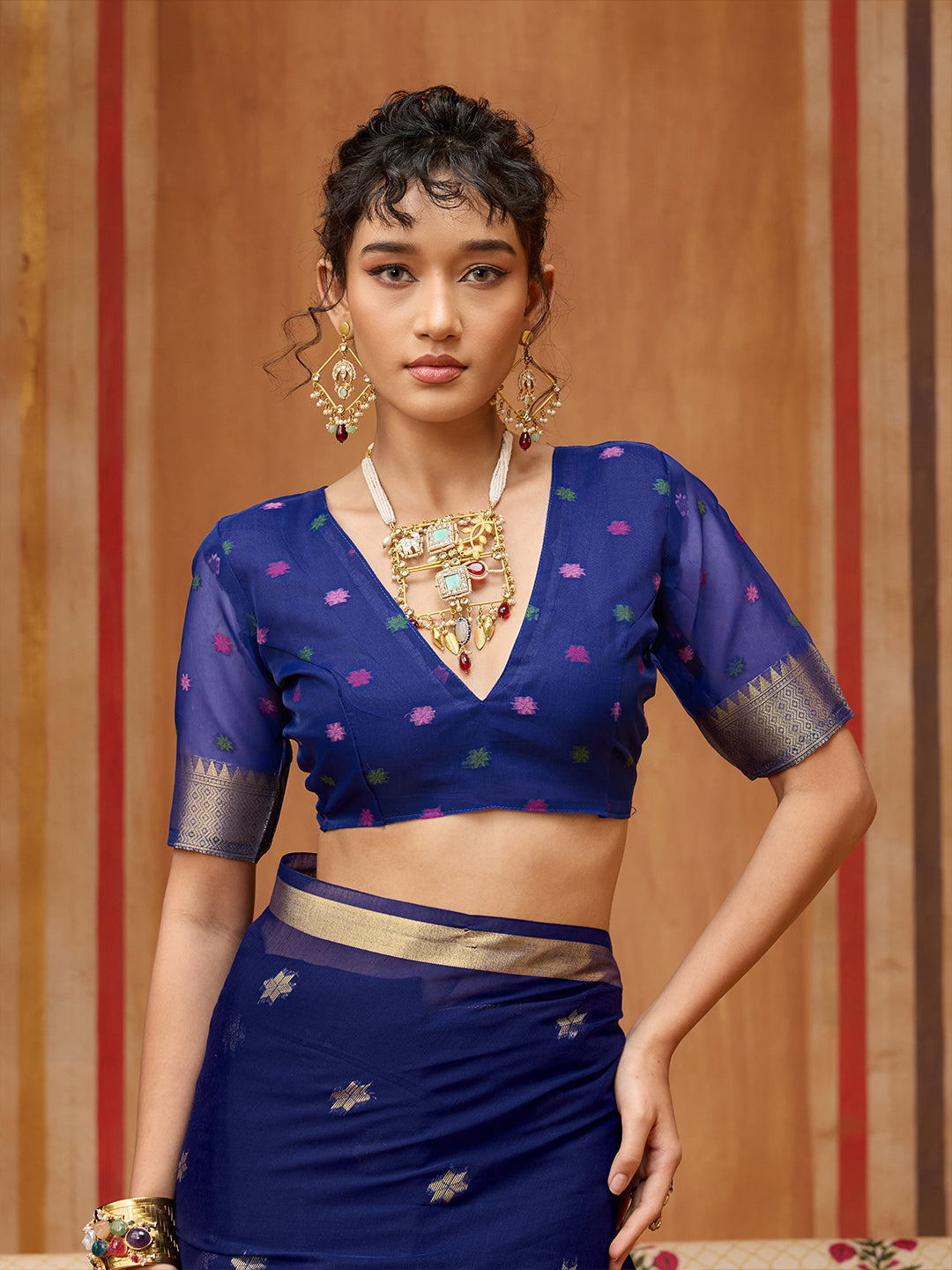 Urban Pallu Printed Satin Party Saree