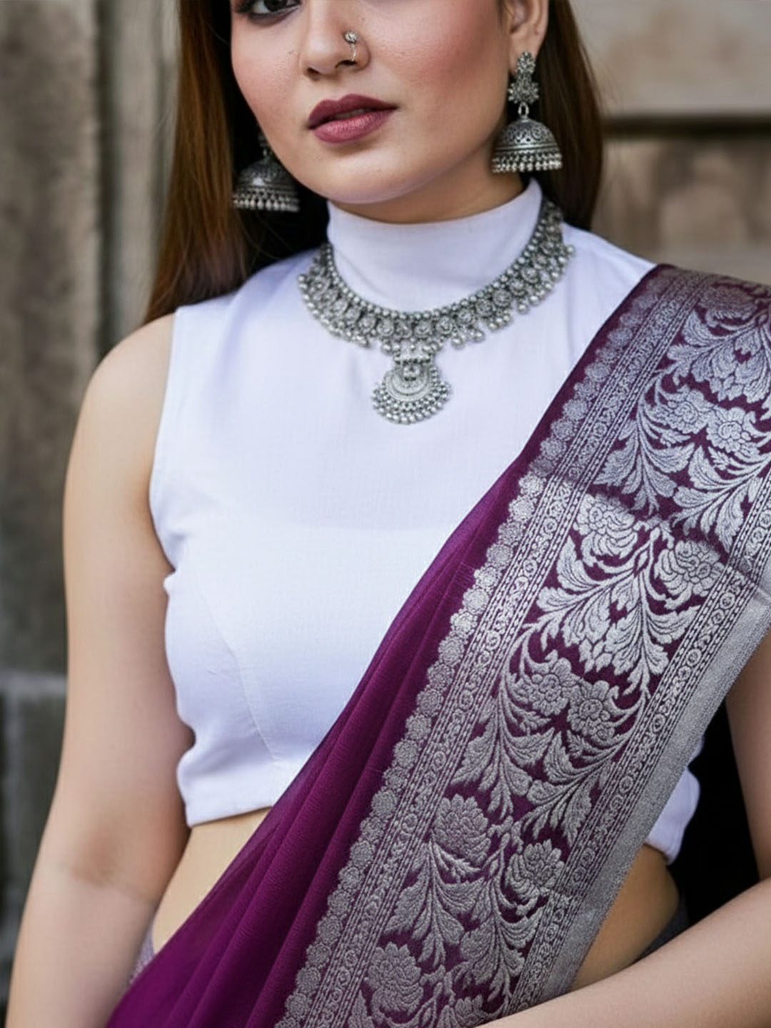 Urban Pallu Woven Design Silk Blend Work Saree