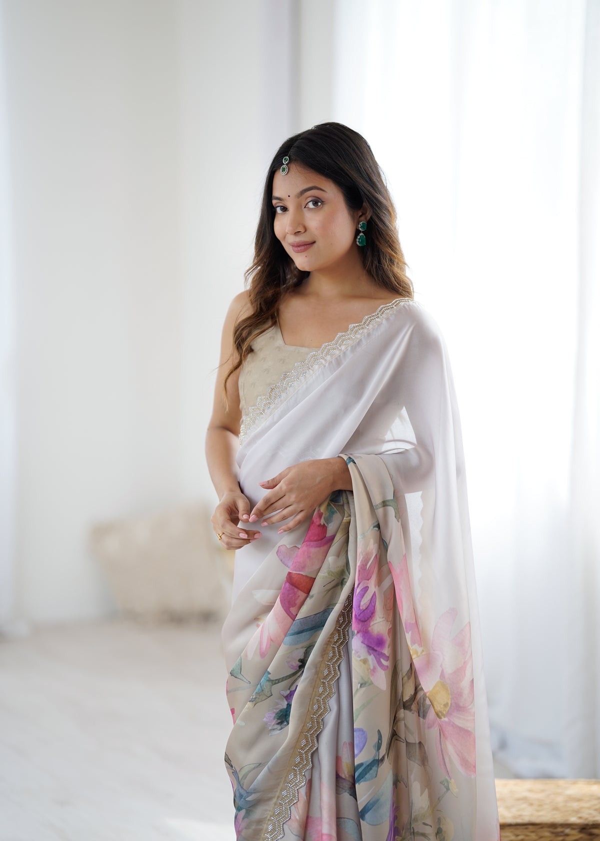 Urban Pallu Printed Silk Blend Daily Saree