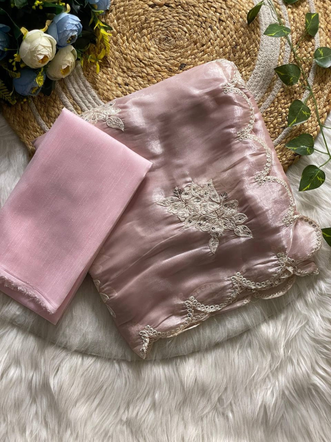 Urban Pallu Embroidered Silk Blend Festive Saree