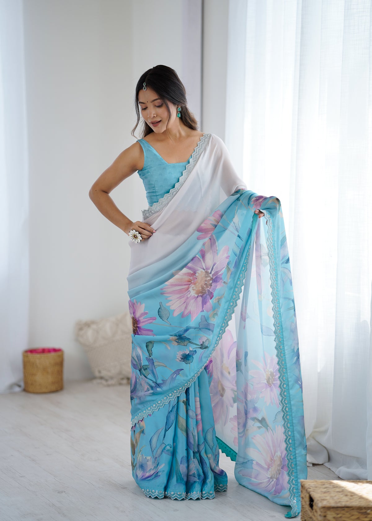 Urban Pallu Printed Silk Blend Daily Saree