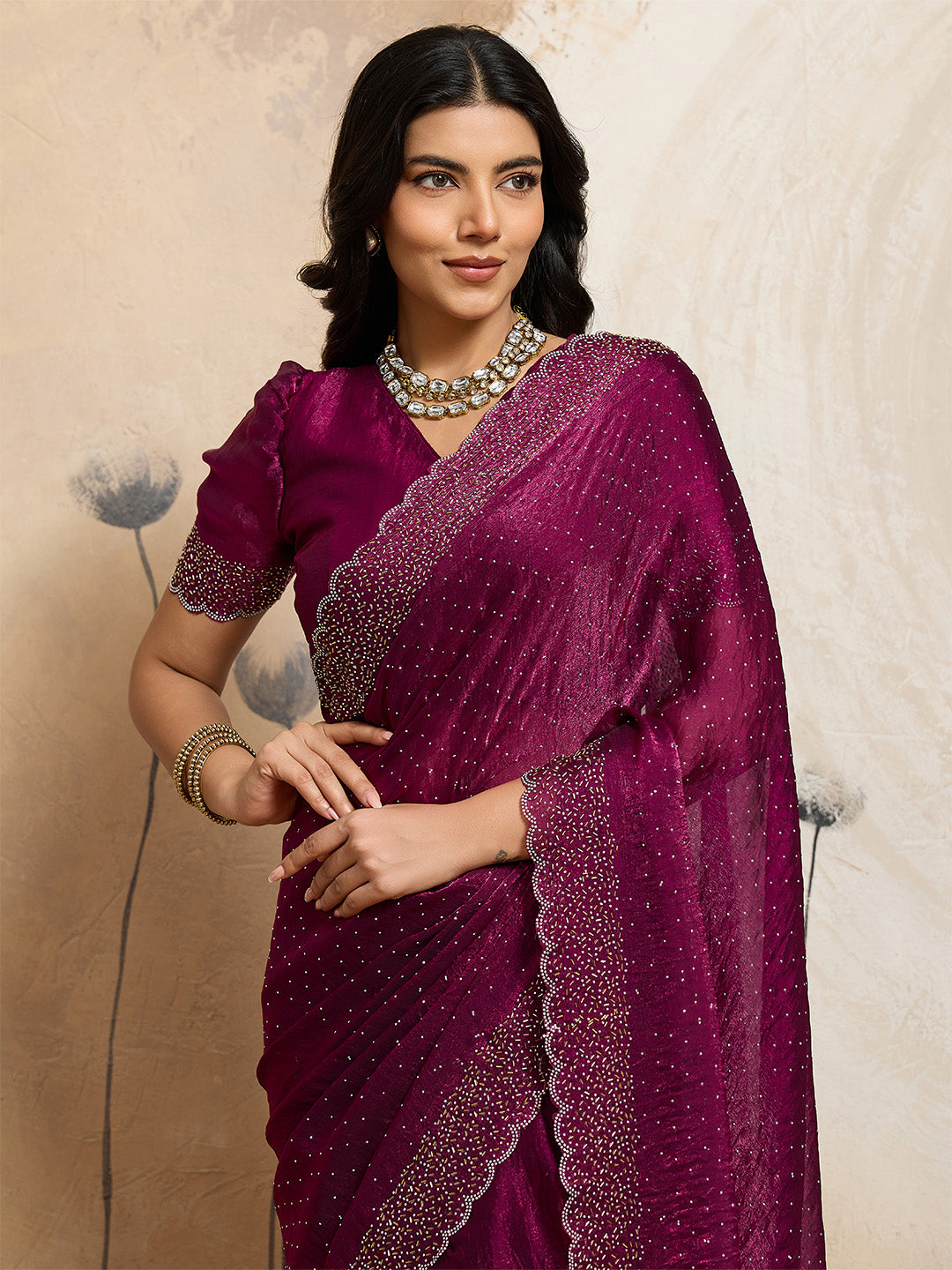 Urban Pallu Embellished Organza Party Saree