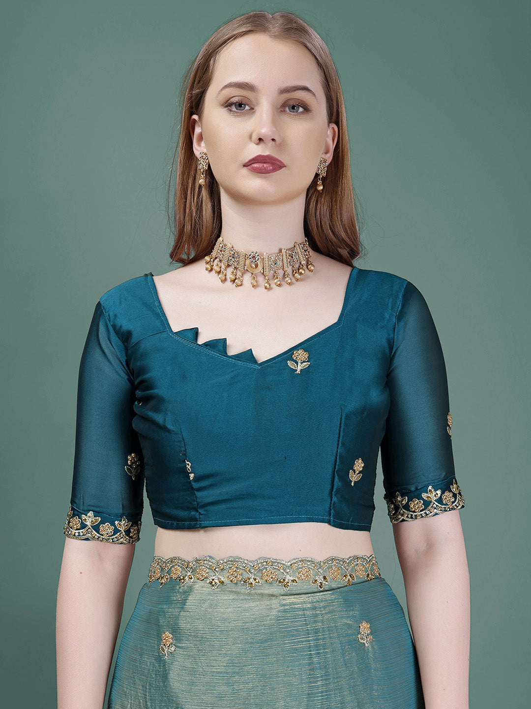 Urban Pallu Embroidered Organza Fusion Saree