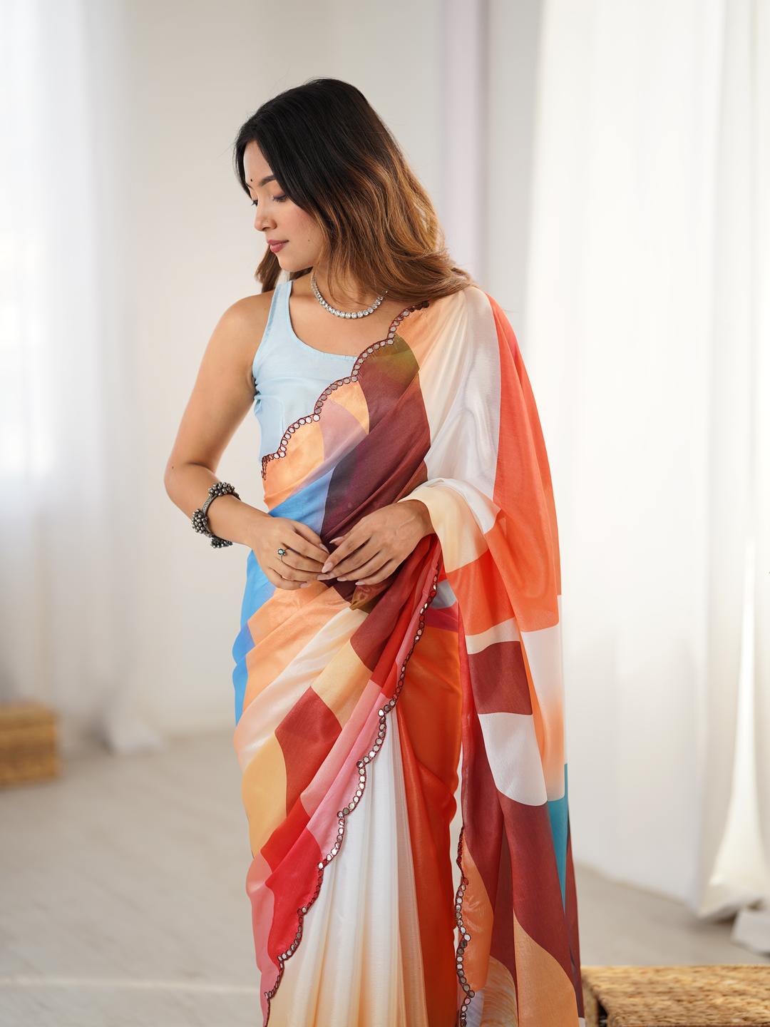 Urban Pallu Sequinned Silk Blend Designer Saree