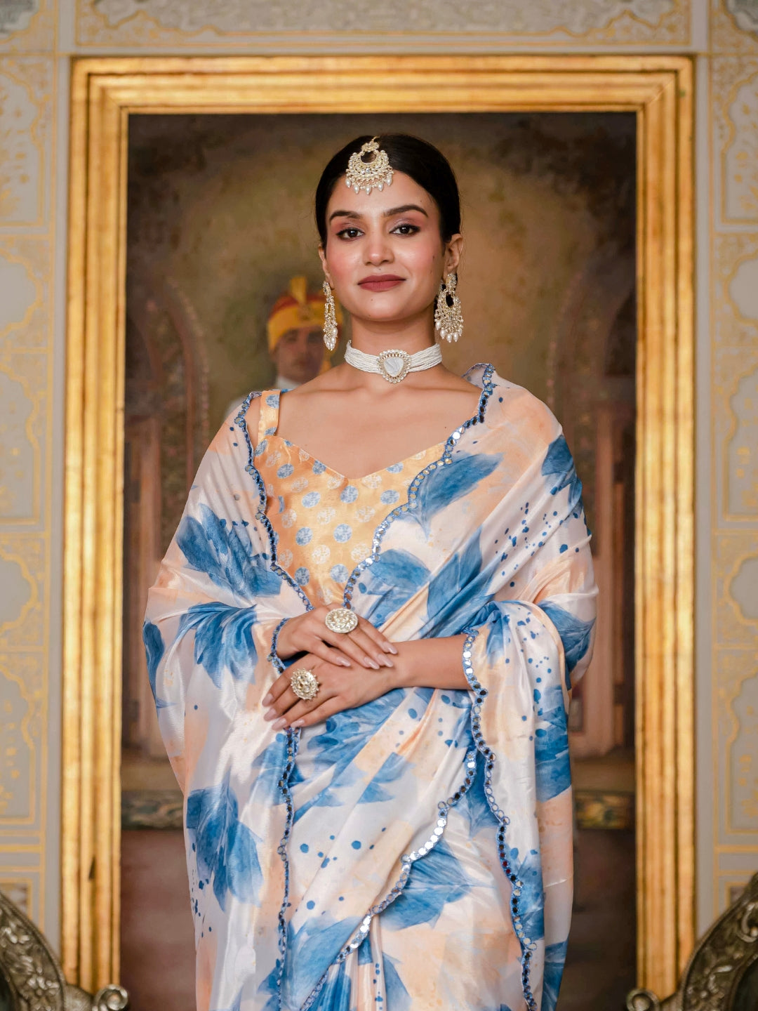 Urban Pallu Woven Design Silk Blend Fusion Saree