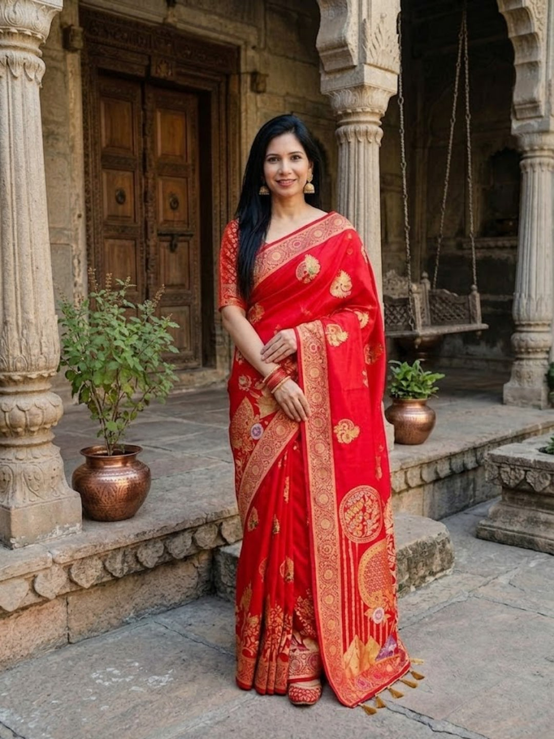 Urban Pallu Woven Design Silk Blend Traditional Saree