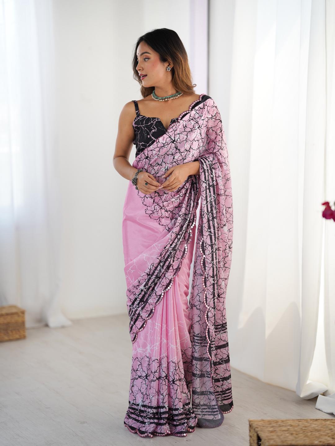 Urban Pallu Sequinned Silk Blend Saree