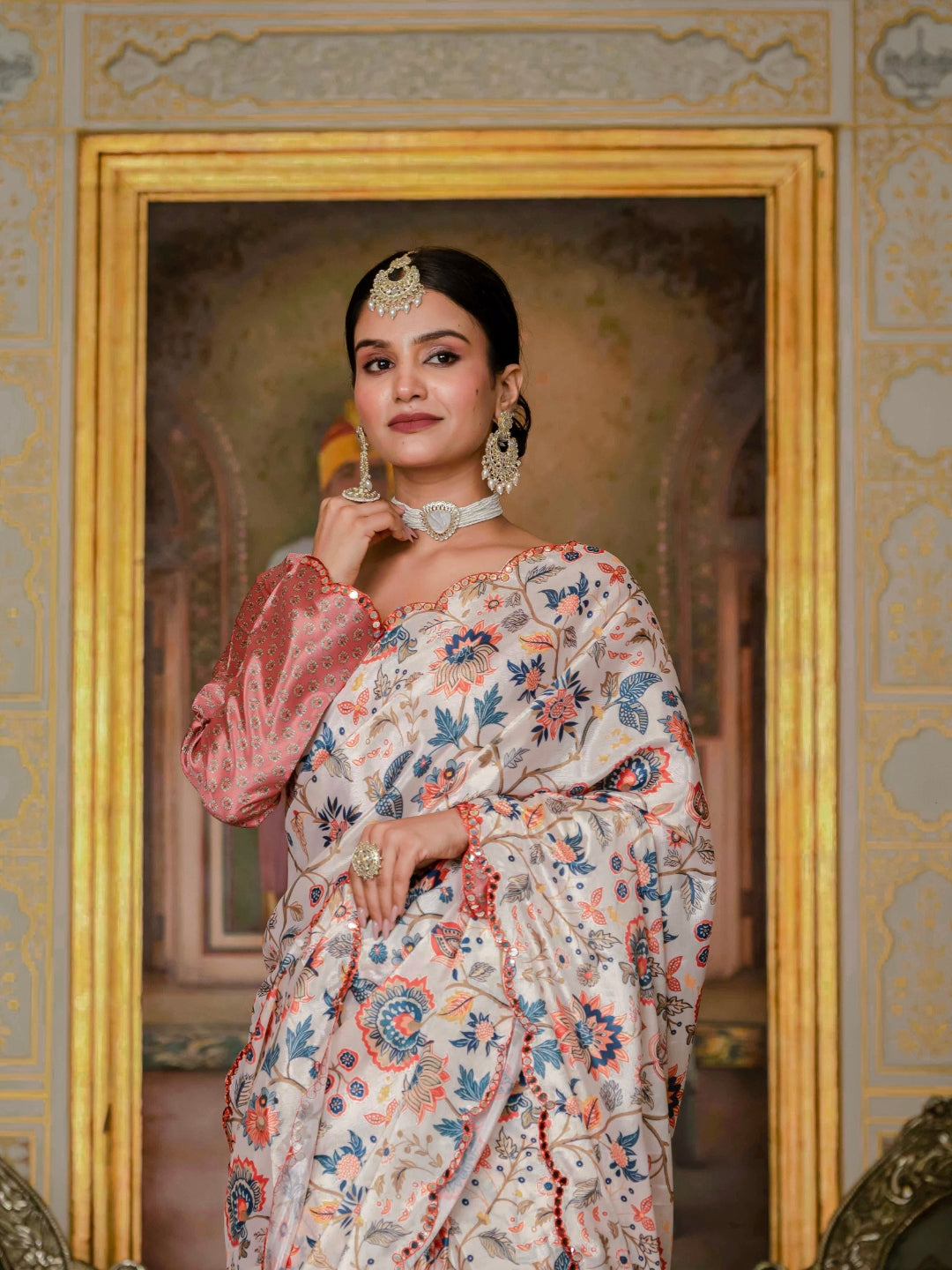 Urban Pallu Woven Design Silk Blend Fusion Saree
