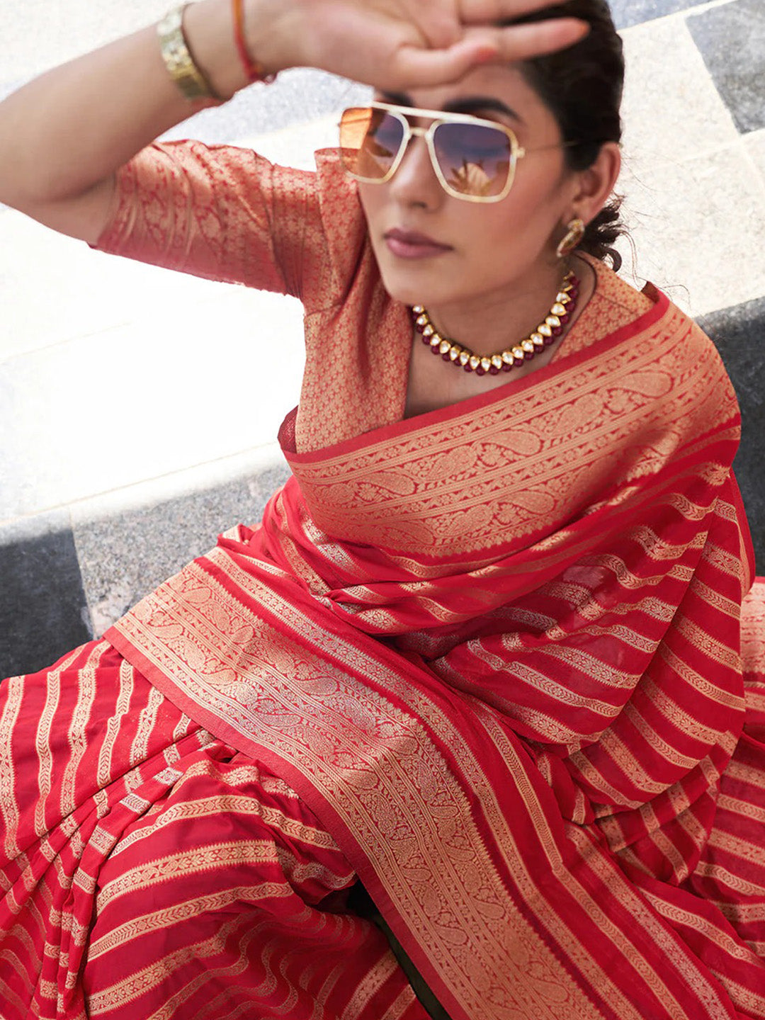 Urban Pallu Woven Design Silk Blend Work Saree