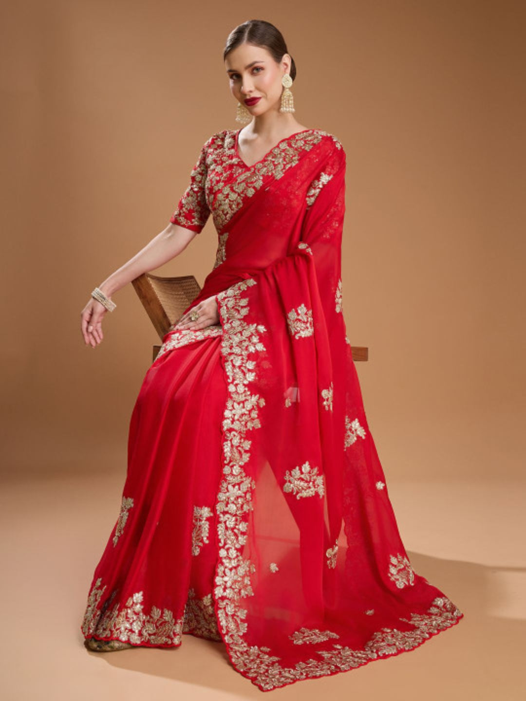 Urban Pallu Embroidered Tissue Festive Saree